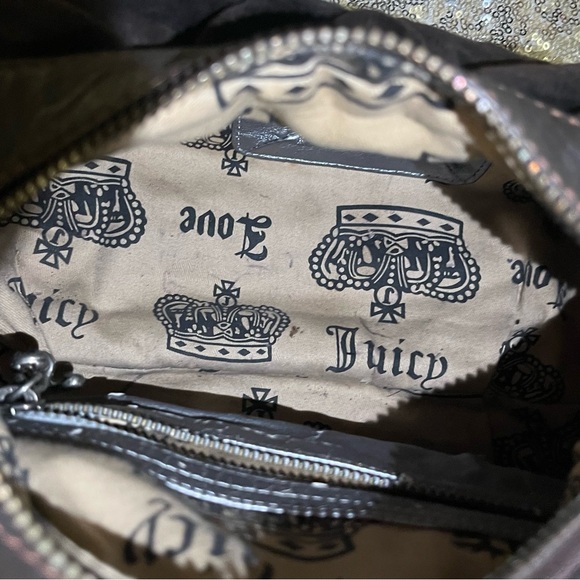 RARE VINTAGE Juicy Couture Trust Fund Brown Velvet 'University' Embroidered Hobo - Picture 11 of 15